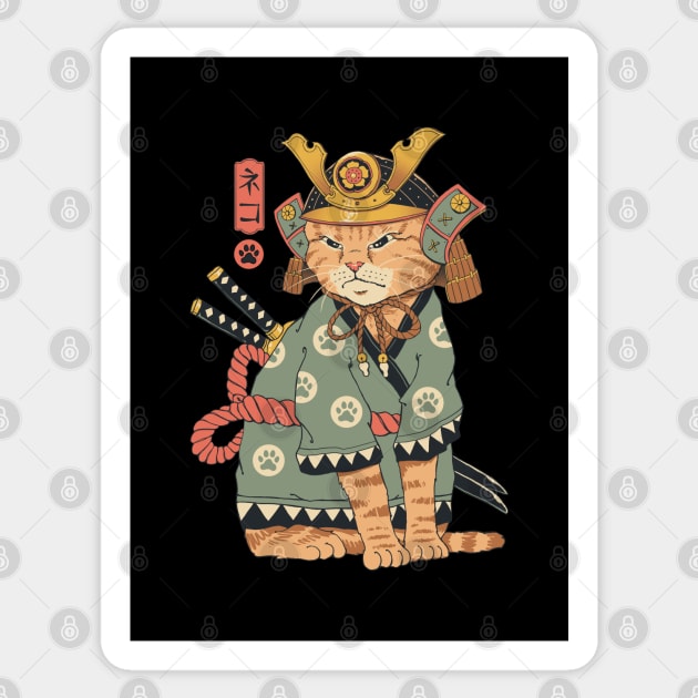 Neko Samurai Sticker by Vincent Trinidad Art